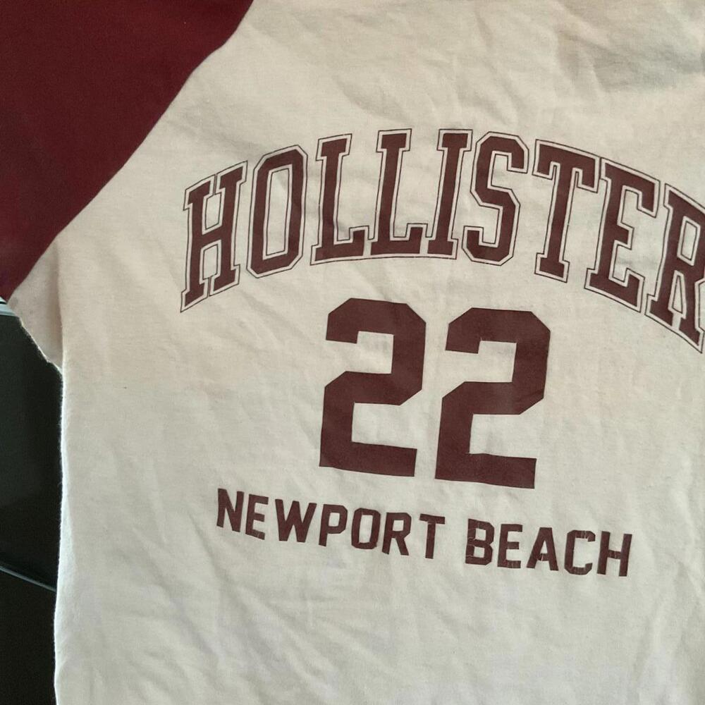 Hollister Newport Beach 22 Raglan Crop T-Shirt Size Medium - Picture 3 of 5